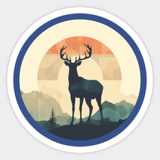 Deer Silhouette Emerald Forest Camping Sport Circle Sticker